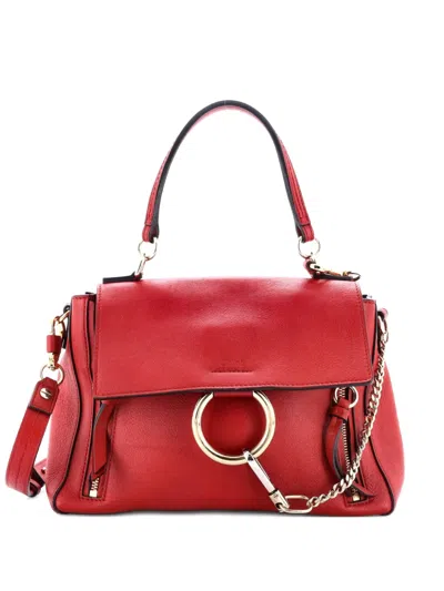 Pre-owned Chloé Faye Day Bag Leather Small Satchel In Red