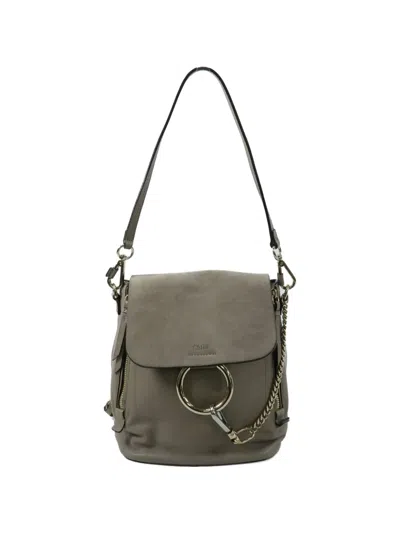 Pre-owned Chloé Faye Leather Backpack In Gray