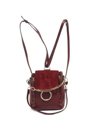 Pre-owned Chloé Faye Leather Backpack In Red