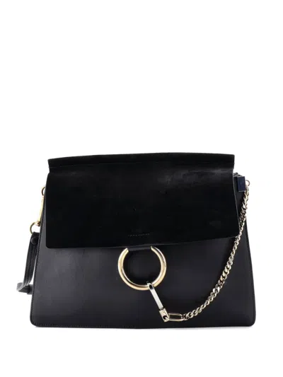 Pre-owned Chloé Faye Leather Medium Shoulder Bag In Black