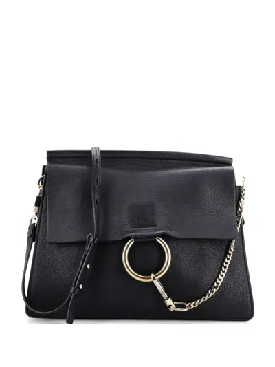Pre-owned Chloé Faye Leather Medium Shoulder Bag In Black