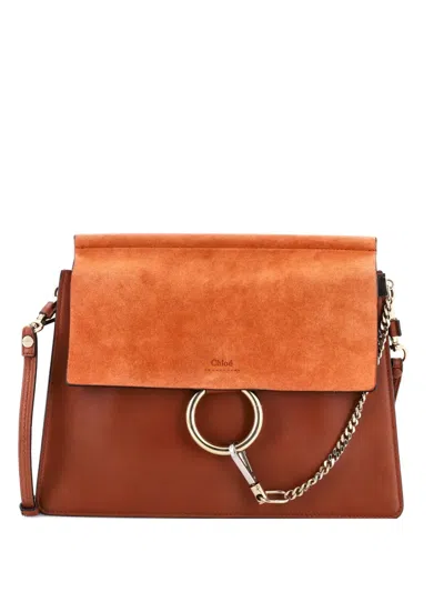 Pre-owned Chloé Faye Leather Medium Shoulder Bag In Brown