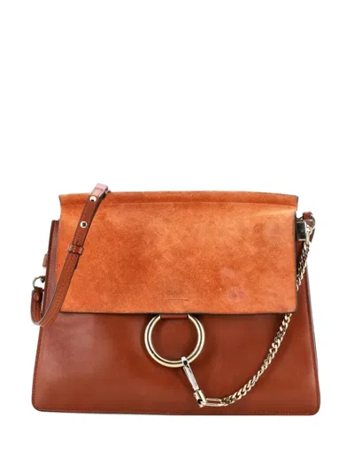 Pre-owned Chloé Faye Leather Medium Shoulder Bag In Brown