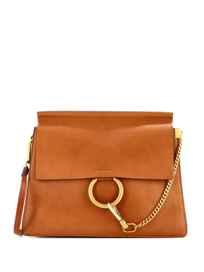 Pre-owned Chloé Faye Leather Medium Shoulder Bag In Brown