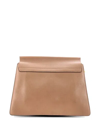 Pre-owned Chloé Faye Leather Medium Shoulder Bag In Neutral