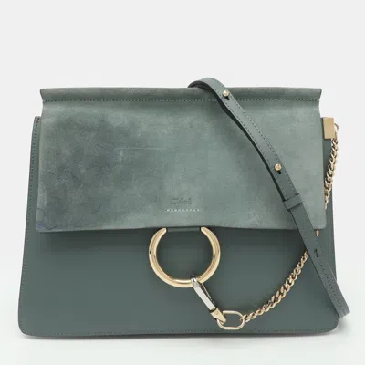 Pre-owned Chloé Faye Medium Grey Leather And Suede Shoulder Bag In Gray