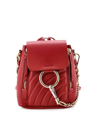 Pre-owned Chloé Faye Quilted Leather Mini Backpack In Red