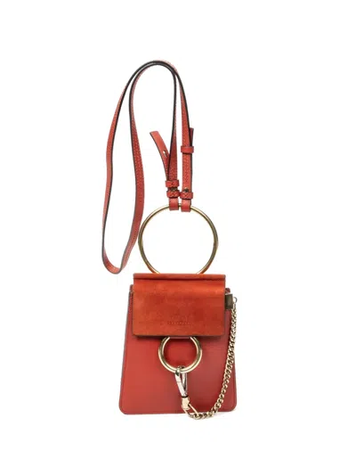 Pre-owned Chloé Faye Ring Shoulder Bag In Orange