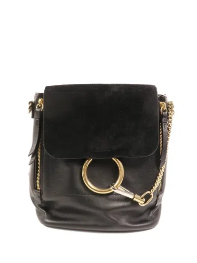 Pre-owned Chloé Faye Ring-detail Backpack In Black