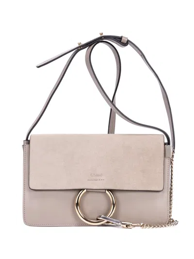Pre-owned Chloé Faye Ring-detail Shoulder Bag In Neutral