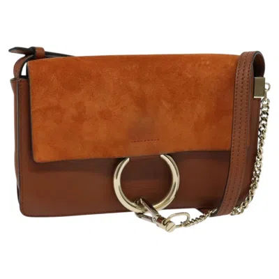 Pre-owned Chloé Chloe Faye Shoulder Bag Leather And Suede Orange Leather Shoulder Bag Bag ()