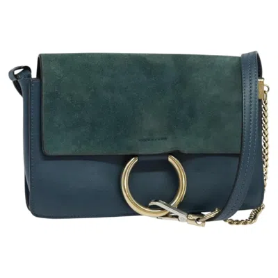 Pre-owned Chloé Chloe Faye Shoulder Bag Leather And Suede Turquoise Suede Shoulder Bag Bag () In Blue
