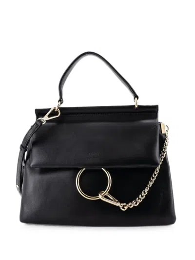 Pre-owned Chloé Faye Top Handle Bag Leather Small Satchel In Black