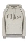Chloé Hooded Cotton Blend Sweatshirt With Kangaroo Pocket In Gray