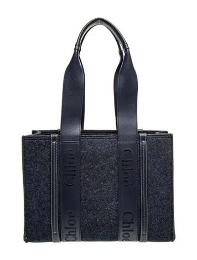 Pre-owned Chloé Felt Tote In Blue