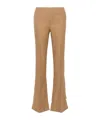 Chloé Beige Flared Pants With Asymmetric Hem In Grain De Poudre Wool Woman In Brown