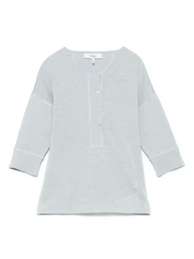 Chloé Fine-ribbed T-shirt In Blue