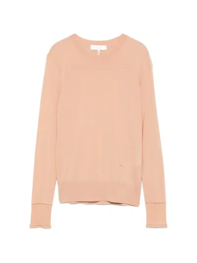 Chloé Long Sleeve Silk Blend Knit Sweatshirt In Multi