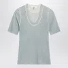 Chloé Blue-grey Wool-blend Knit Top In Blue