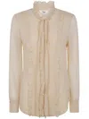 Chloé Women's Fitted Blouse With Ruffles Shirt In Beige