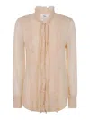 Chloé Women's Fitted Blouse With Ruffles Shirt In Color Carne Y Neutral
