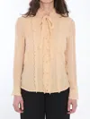 Chloé Women's Fitted Blouse With Ruffles Shirt In Beige