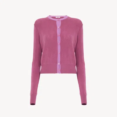 Chloé Fitted Cardigan In A Wool Knit In Purple