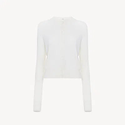 Chloé Fitted Cardigan In A Wool Knit In White