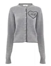 Chloé Fitted Cardigan With Logo In Wool And Cashmere Knit In Gray
