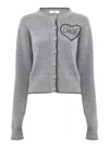 Chloé Fitted Cardigan With Logo In Wool And Cashmere Knit In Gray