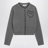 Chloé Fitted Cardigan With Logo In Wool And Cashmere Knit In Gray