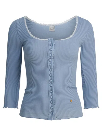 CHLOÉ CHLOÉ FITTED CARDIGAN WITH PLUNGING NECKLINE