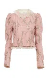 Chloé Fitted Floral Taffeta Jacquard Jacket In Pink