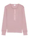 Chloé Fitted Henley Cotton Jersey Shirt In Pink