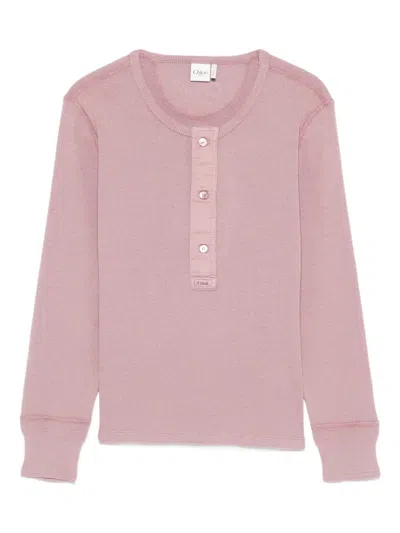 Chloé Fitted Henley Cotton Jersey Shirt