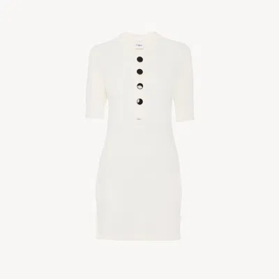 Chloé Fitted Henley Mini Dress In Cotton Jersey In White