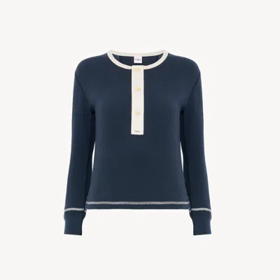 Chloé Top Henley Ajusté En Jersey De Coton In Blue