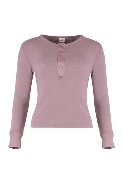 Chloé Fitted Henley Shirt In Cotton Jersey In Purple
