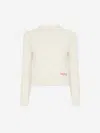 Chloé Wool And Cashmere Fitted Sweater With An Openwork Motif Clothing In Neutral