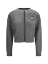 Chloé Fitted Logo Cardigan In Gray