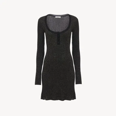 CHLOÉ FITTED MINI DRESS IN LUREX KNIT BLACK SIZE L 83% VISCOSE, 17% METALLIC POLYESTER, PINCTADA MAXIMA, F