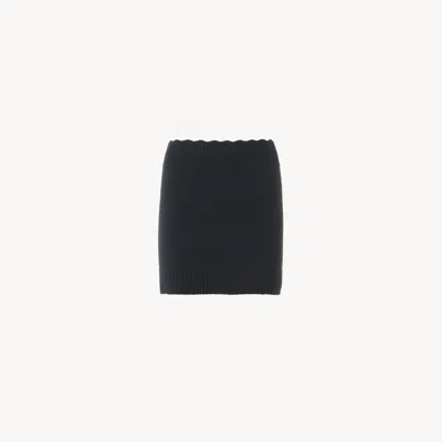 CHLOÉ FITTED MINI SKIRT IN A WOOL & CASHMERE KNIT BLACK SIZE M 71% WOOL, 29% CASHMERE