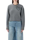 Chloé Fitted Cardigan With Logo In Wool And Cashmere Knit In Gray
