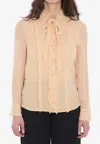 Chloé Women's Fitted Blouse With Ruffles Shirt In Beige