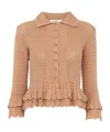 Chloé Cardigan Ajusté À Volants En Crochet Femme Rose Taille L 100% Coton, Pinctada Maxima, Farmed, Coo It In Pink