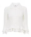 Chloé Scalloped Ruffle Collared Cardigan In White