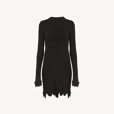 Chloé Robe Festonnée En Maille De Viscose Mélangée Femme Noir Taille S 100% Viscose In Black