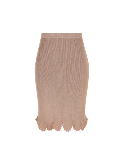 Chloé Fitted Scallop Knit Skirt In Beige
