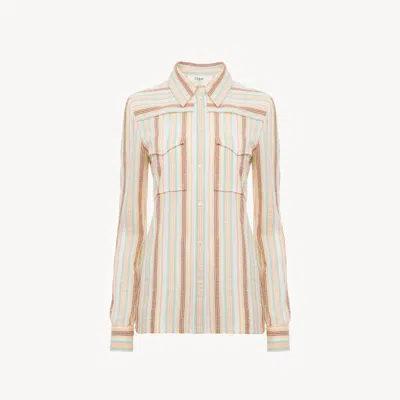 Chloé Fitted Shirt In Crêpon Cotton In White