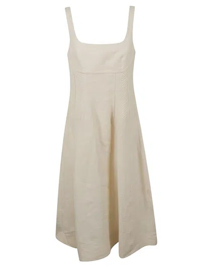 Chloé Fitted Square Neckline Dress In White
